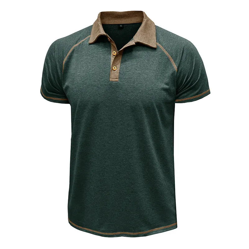 Short-sleeved colorblock polo shirt for men