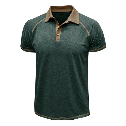 Short-sleeved colorblock polo shirt for men