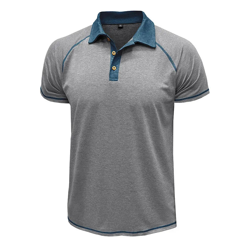 Short-sleeved colorblock polo shirt for men