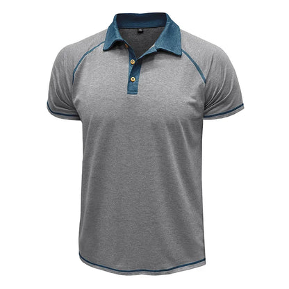 Short-sleeved colorblock polo shirt for men