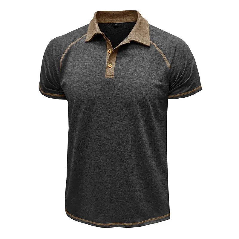 Short-sleeved colorblock polo shirt for men