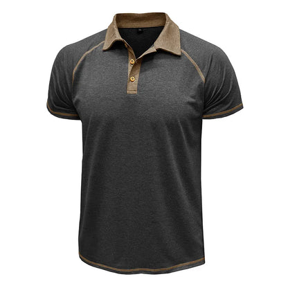 Short-sleeved colorblock polo shirt for men