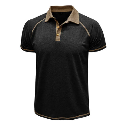 Short-sleeved colorblock polo shirt for men