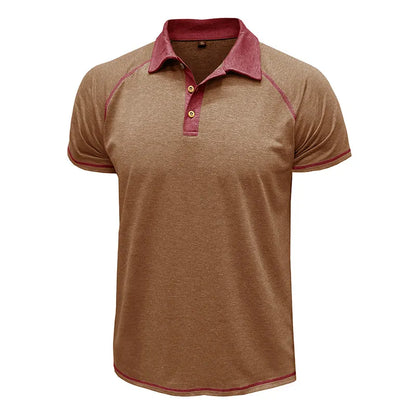 Short-sleeved colorblock polo shirt for men