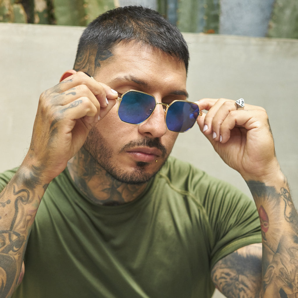 GAFAS DE SOL MARFIL VINTAGE TORNASOL AZUL - LLÉVATE 2 Y PAGA 1