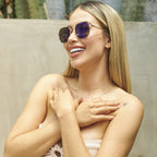 GAFAS DE SOL MARFIL VINTAGE TORNASOL AZUL - LLÉVATE 2 Y PAGA 1