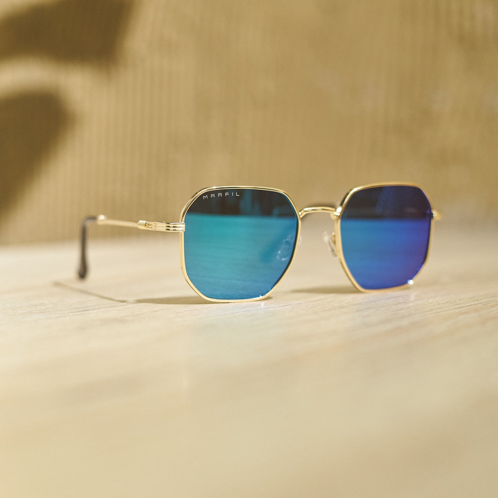 GAFAS DE SOL MARFIL VINTAGE TORNASOL AZUL - LLÉVATE 2 Y PAGA 1